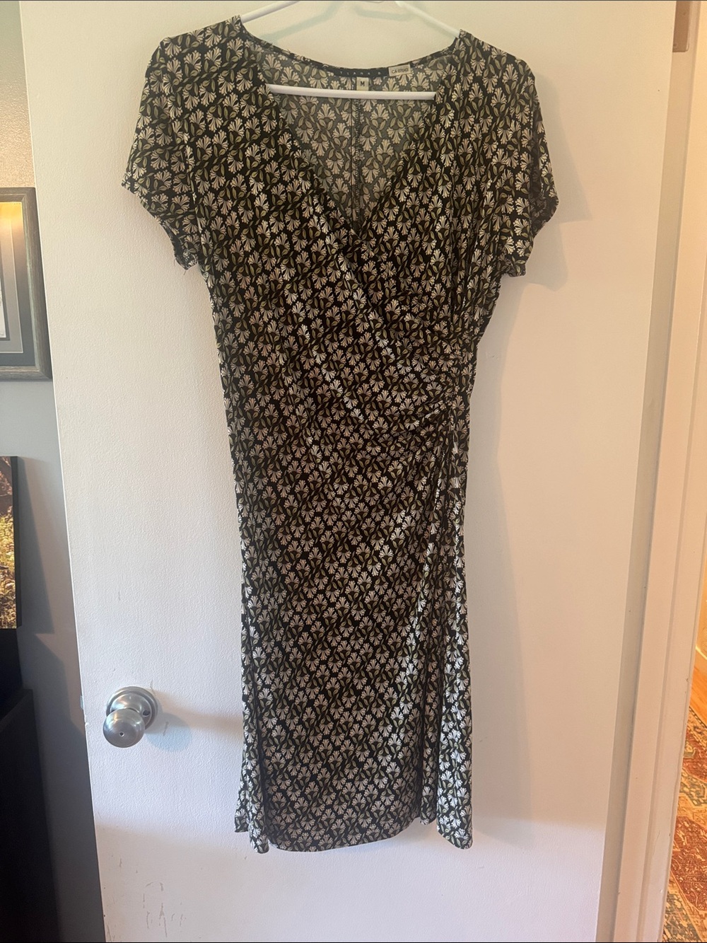 Classic Black & Cream Wrap Dress - Unknown Brand
